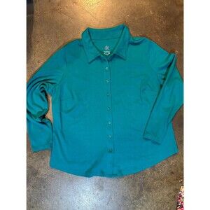 Isaac Mizrahi Live! Long Sleeve Blue Shirt Size XL